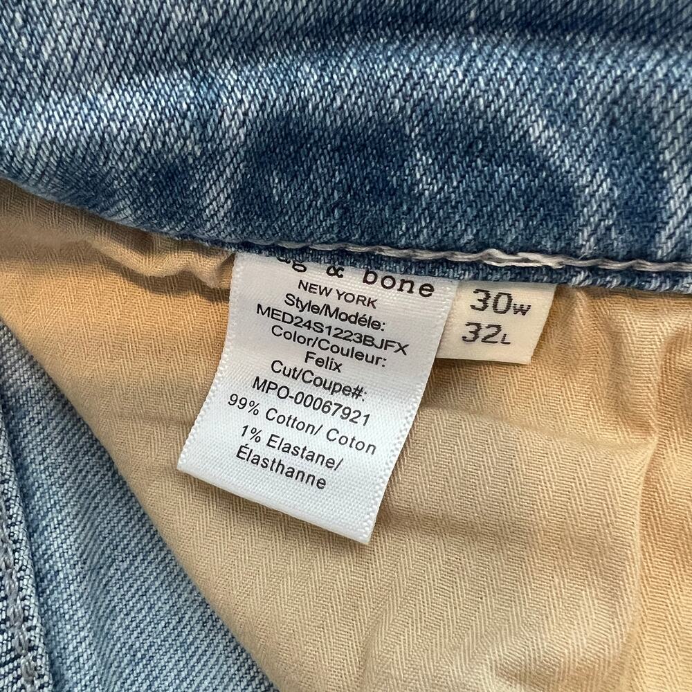 rag & bone New York Fit 2 Slim Jeans Mens 30x32 Light Wash Blue Denim - Picture 5 of 6